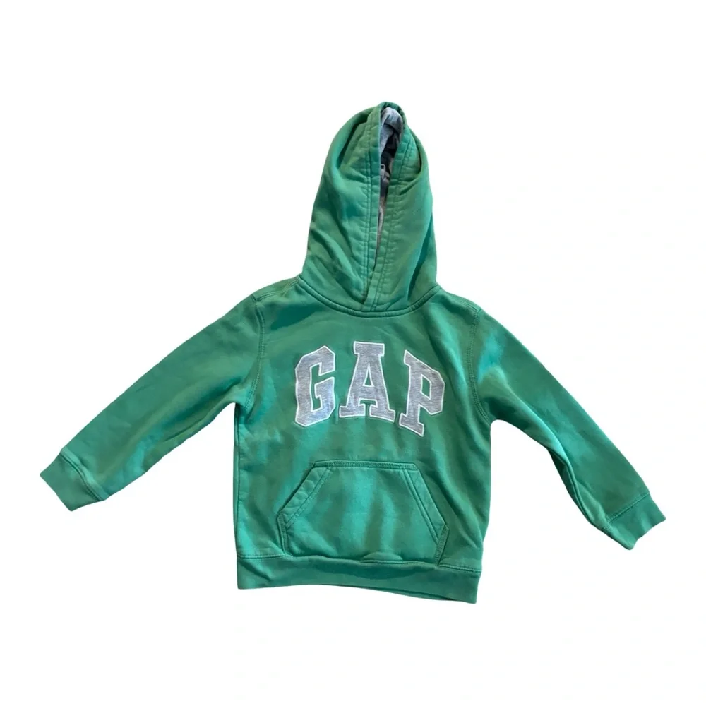 GAP Kids Iconic Y2K Teal Green Pullover Hoodie with White Logo Size 5